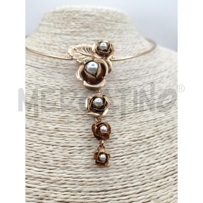 GIRO COLLO RIG ROSE PEND FIORI PERLE  | Mercatino dell'Usato Roma talenti 3