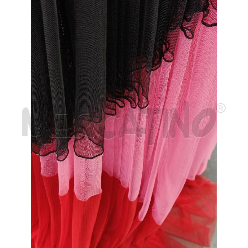 GONNA LUNGA TULLE FAUSTO PUGLISI NERO ROSA ROSSO  | Mercatino dell'Usato Roma talenti 4