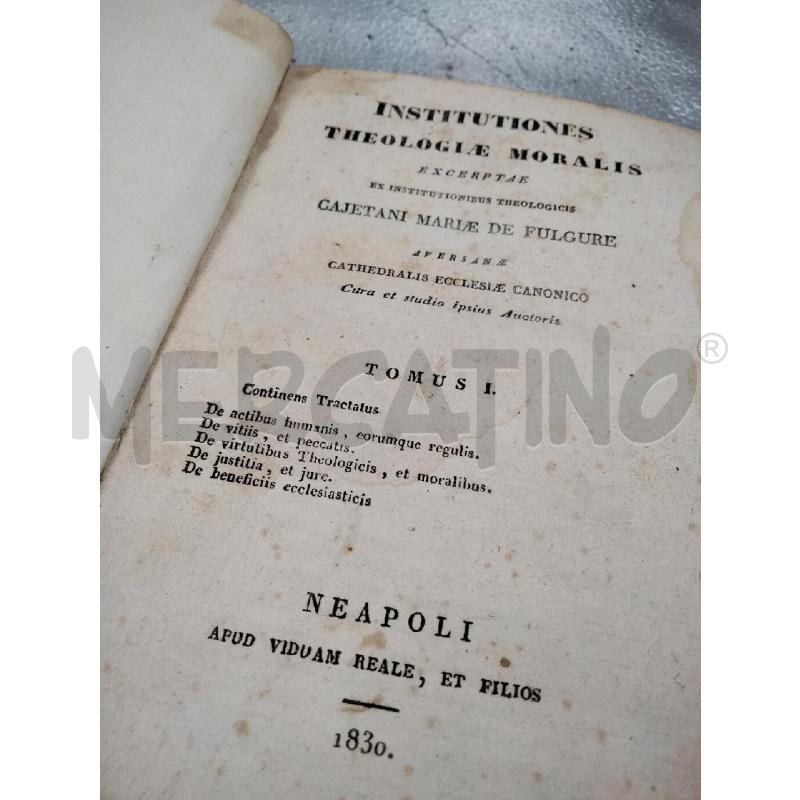 INSTITUTIONES THEOLOGIAE MORALIS 1830 | Mercatino dell'Usato Roma talenti 3