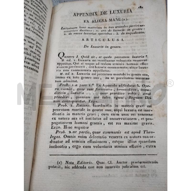 INSTITUTIONES THEOLOGIAE MORALIS 1830 | Mercatino dell'Usato Roma talenti 4