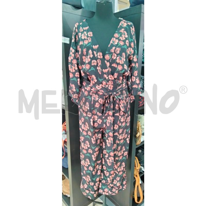 JUMPSUIT VICOLO SATIN NERO FIORI ROSA CINTA  | Mercatino dell'Usato Roma talenti 1