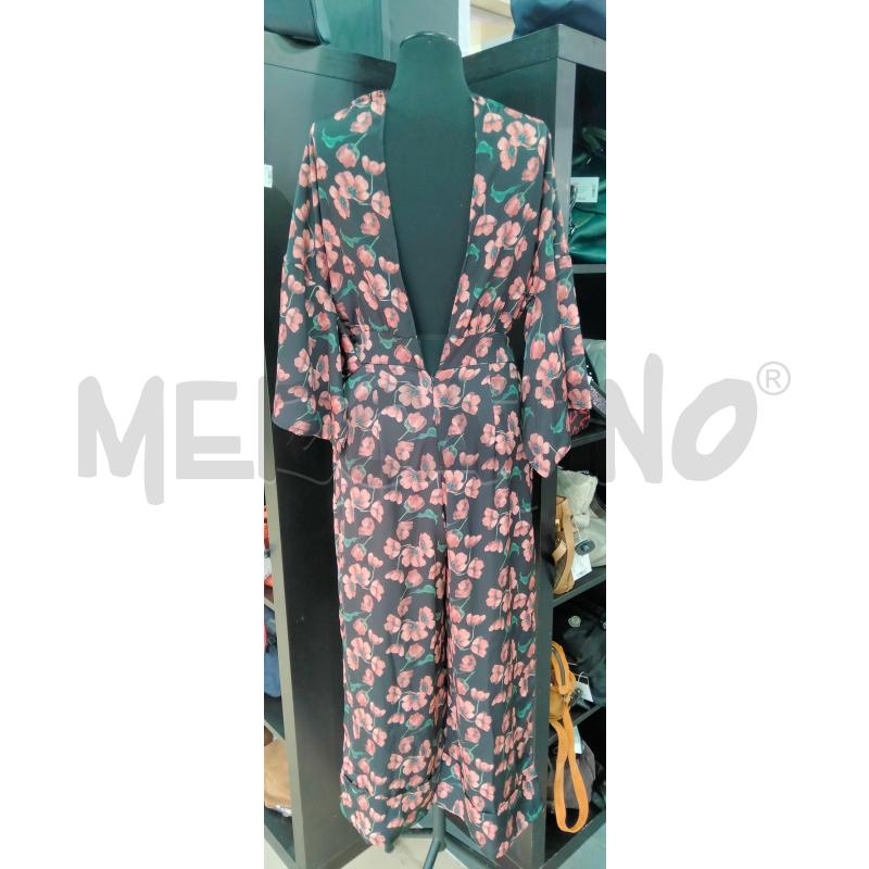 JUMPSUIT VICOLO SATIN NERO FIORI ROSA CINTA  | Mercatino dell'Usato Roma talenti 2