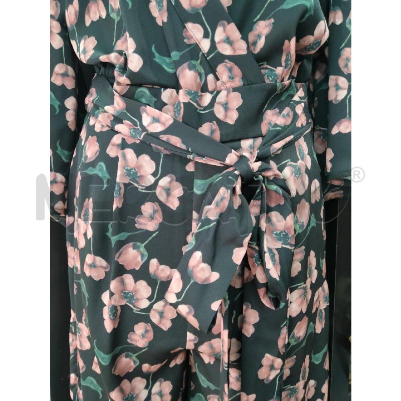 JUMPSUIT VICOLO SATIN NERO FIORI ROSA CINTA  | Mercatino dell'Usato Roma talenti 3