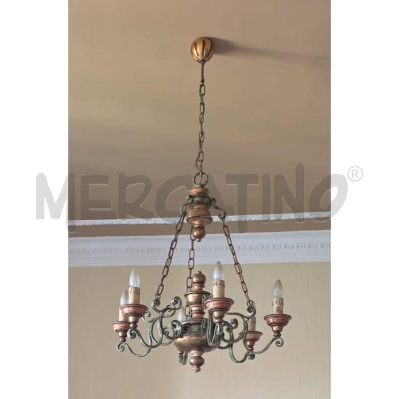 LAMPADARIO LEGNO FERRO 6L | Mercatino dell'Usato Roma talenti 1