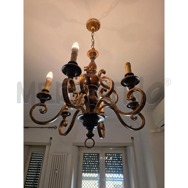 LAMPADARIO LEGNO MET 6L | Mercatino dell'Usato Roma talenti 1