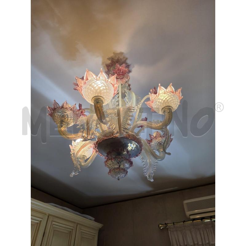 LAMPADARIO MURANO 6L DA RIV BIA/ROSA | Mercatino dell'Usato Roma talenti 4