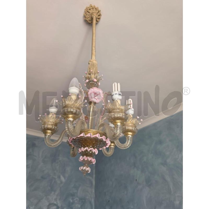 LAMPADARIO MURANO ROSA 6L DA RIV | Mercatino dell'Usato Roma talenti 1