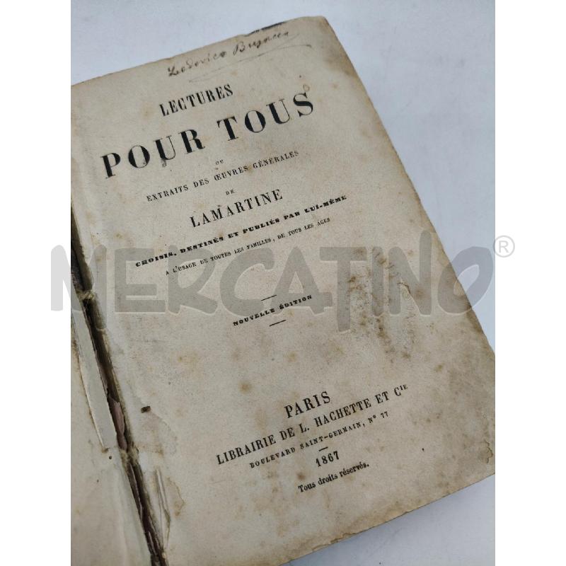 LECTURES POUR TOUTS 1867 LAMARTINE HACHETTE | Mercatino dell'Usato Roma talenti 4