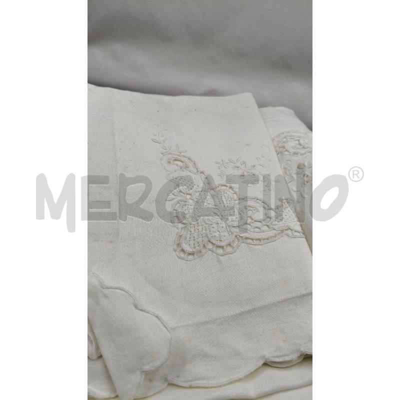 LENZUOLO MATRIMONIALE+2 FEDERE COTONE BIA RICAMI  | Mercatino dell'Usato Roma talenti 3