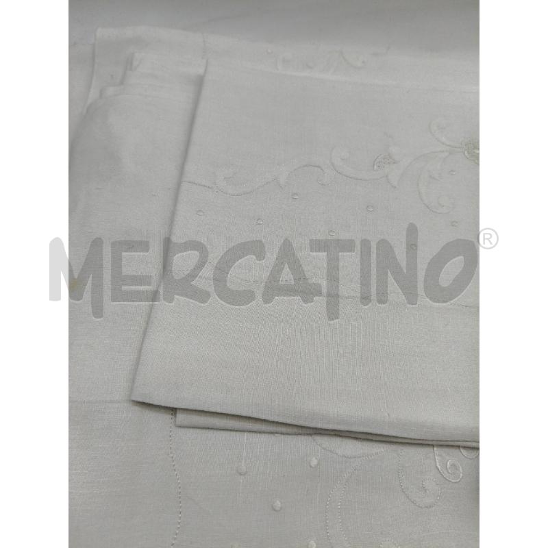 LENZUOLO MATRIMONIALE+2 FEDERE LINO RICAMI  | Mercatino dell'Usato Roma talenti 2