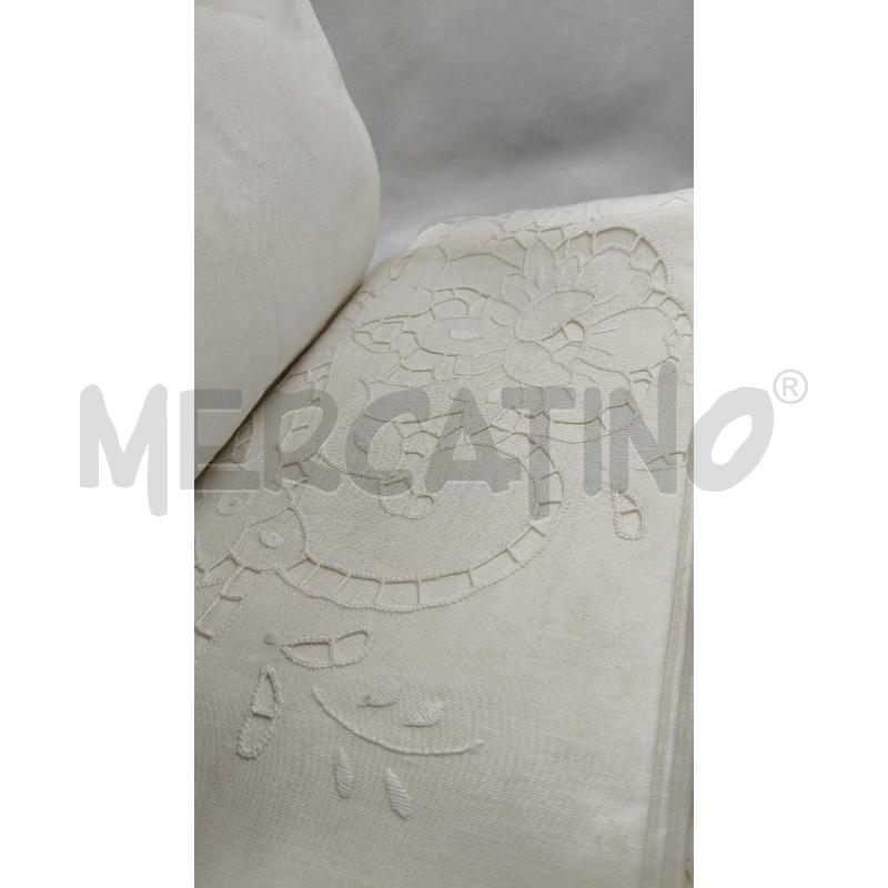 LENZUOLO MATRIMONIALE+2 FEDERE LINO RIC FIORI  | Mercatino dell'Usato Roma talenti 2