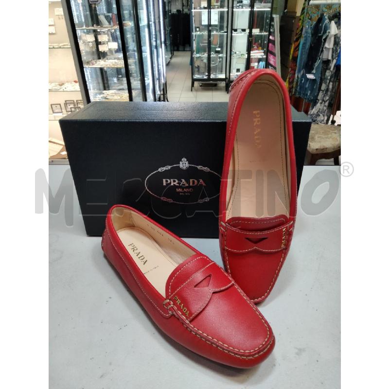 MOCASSINI D PRADA PELLE ROSSO TACCHETTI GOMMA | Mercatino dell'Usato Roma talenti 1