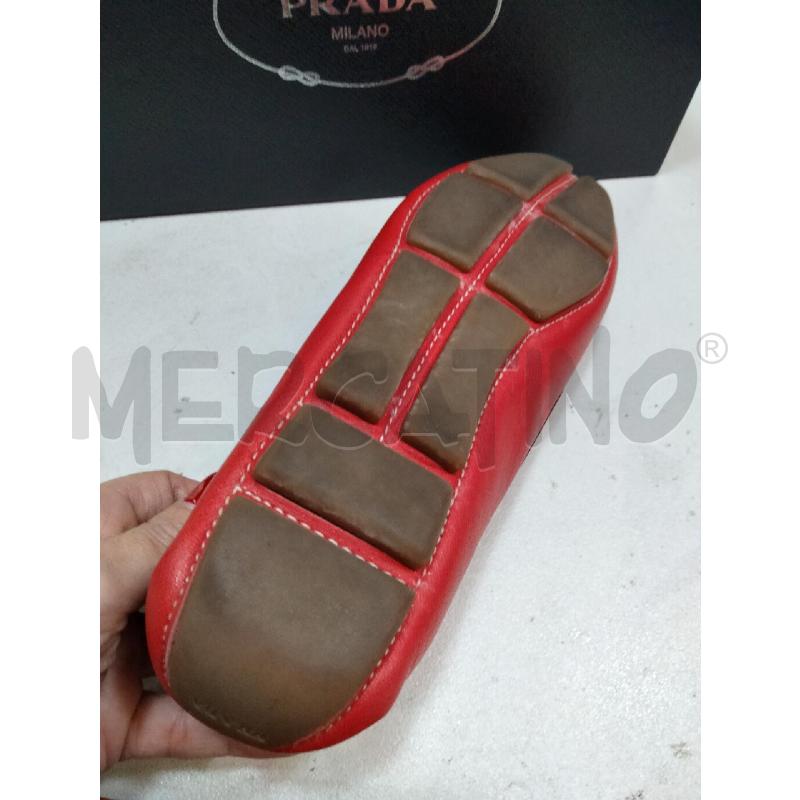 MOCASSINI D PRADA PELLE ROSSO TACCHETTI GOMMA | Mercatino dell'Usato Roma talenti 4