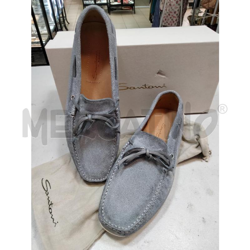 MOCASSINI PELLE UOMO SANTONI GRIGIO DELAVE  | Mercatino dell'Usato Roma talenti 1