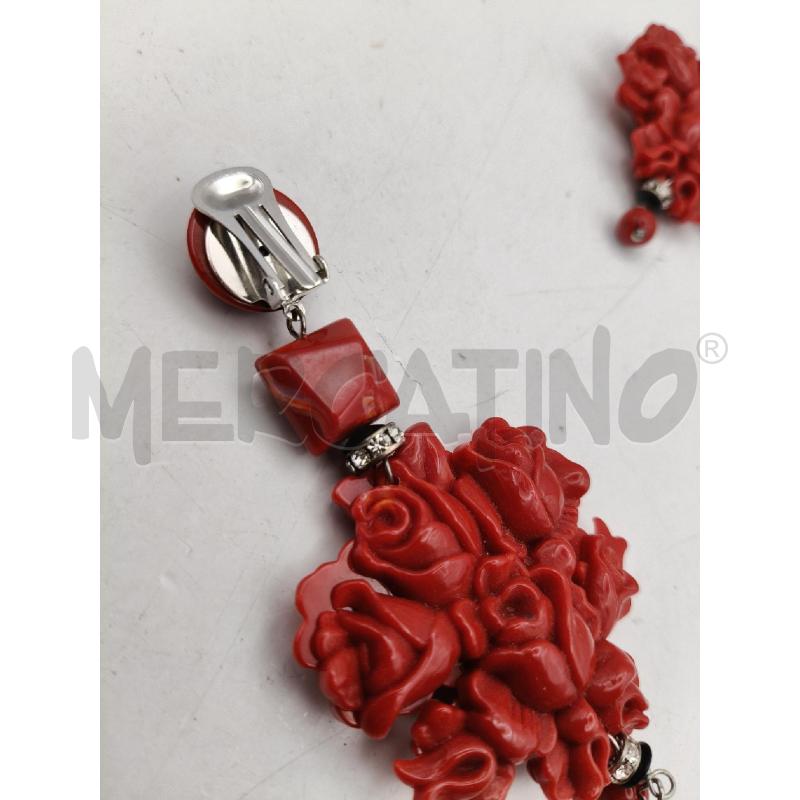 ORECCHINI CLIP PEND MAXI BOUQUET ROSSO  | Mercatino dell'Usato Roma talenti 4