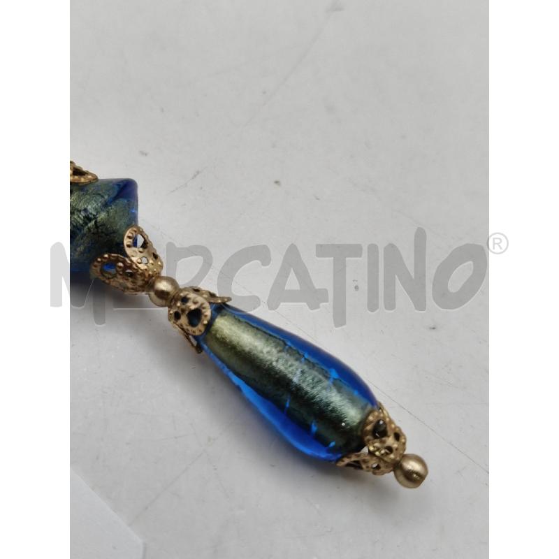 ORECCHINI DOR PEND TROTTOLA/GOCCIA MURANO BLU ORO  | Mercatino dell'Usato Roma talenti 3