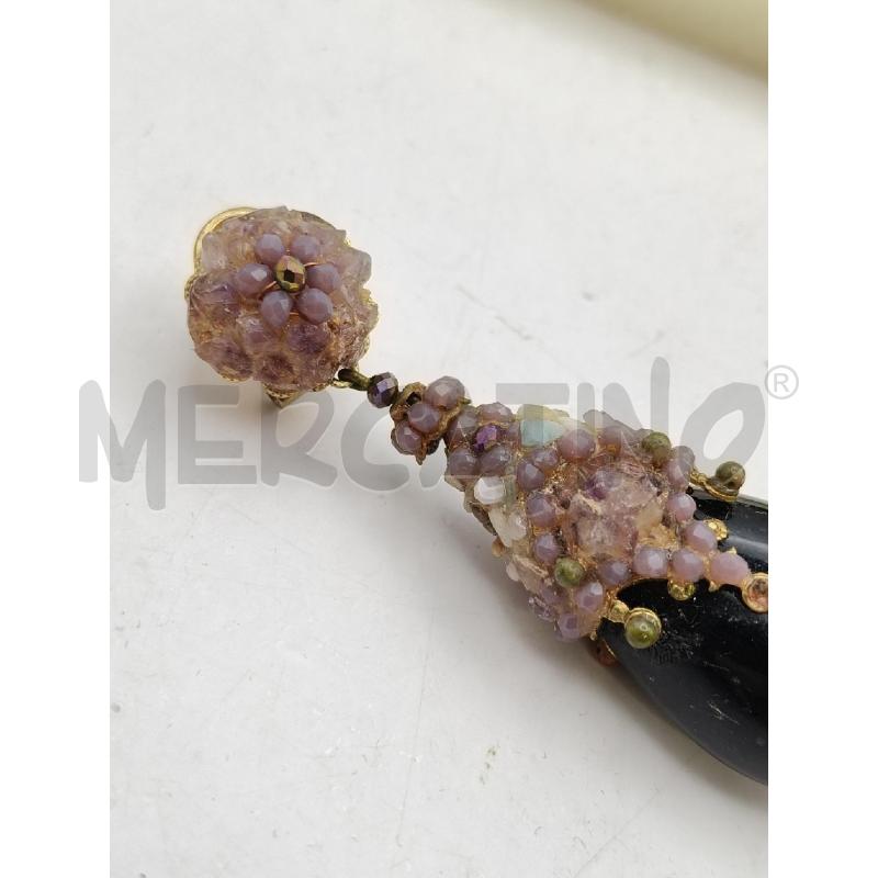ORECCHINI DUBLOS DOR PIETRINE LILLA PEND GOCCIA NERA | Mercatino dell'Usato Roma talenti 2
