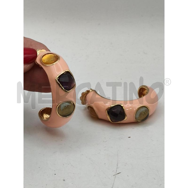 ORECCHINI FEDERICA ROSSI FUSION PLACC SMALTO ROSA PIETRE  | Mercatino dell'Usato Roma talenti 1