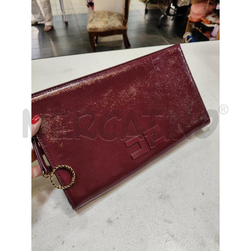 POCHETTE ELISABETTA FRANCHI VIOLA VERNICE ZIP DOR | Mercatino dell'Usato Roma talenti 1