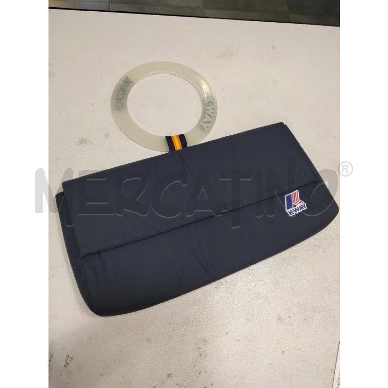 POCHETTE NYLON K WAY BLU MANICO TRASP TONDO  | Mercatino dell'Usato Roma talenti 1