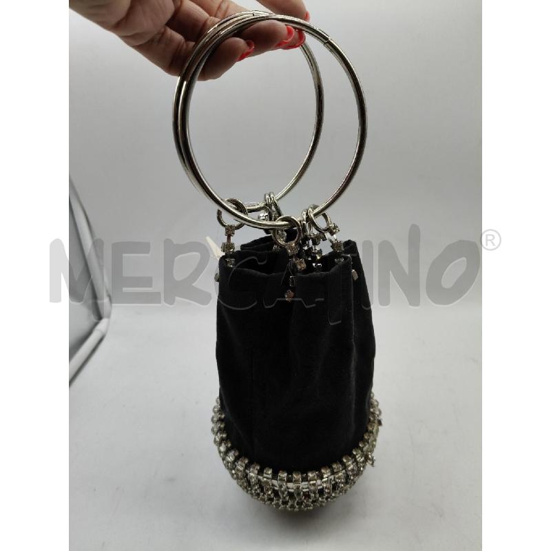 POCHETTE TROTTOLA TESS NE/SEMISFERA STRASS MANICI TONDI MET | Mercatino dell'Usato Roma talenti 1