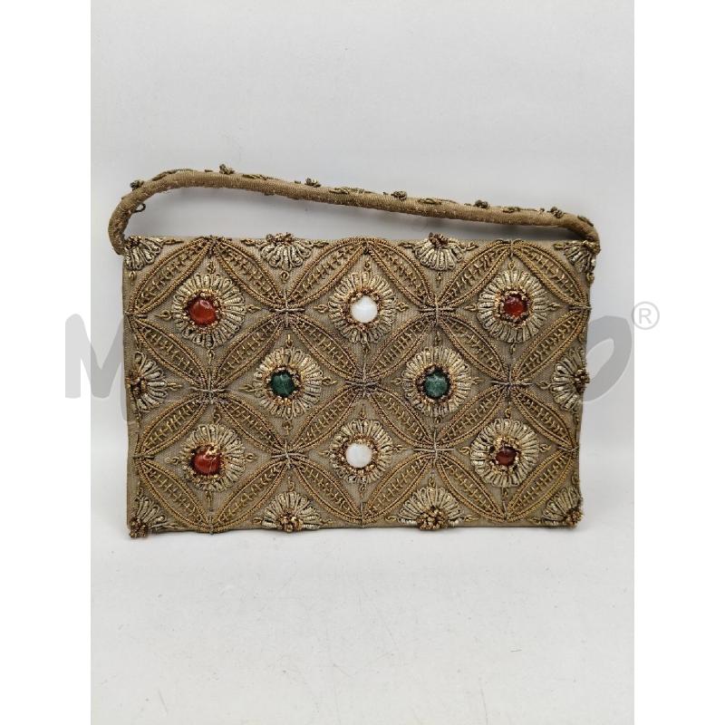 POCHETTE VINT CHAMPAGNE DECO FILI DOR FIORI PIETRE COL | Mercatino dell'Usato Roma talenti 1