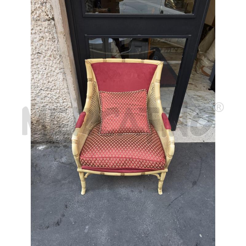 POLTRONA BEIGE PAGLIA DI VIENNA TESS ROSSO | Mercatino dell'Usato Roma talenti 1