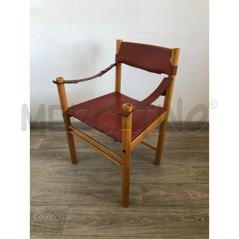 POLTRONCINA '70 IN LEGNO E CUOIO | Mercatino dell'Usato Roma talenti 1