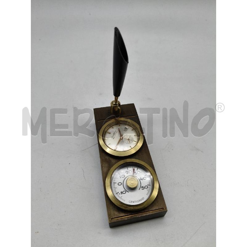 PORTAPENNA DA SCRIVANIA CON OROLOGIO E BAROMETRO DA RIV | Mercatino dell'Usato Roma talenti 1