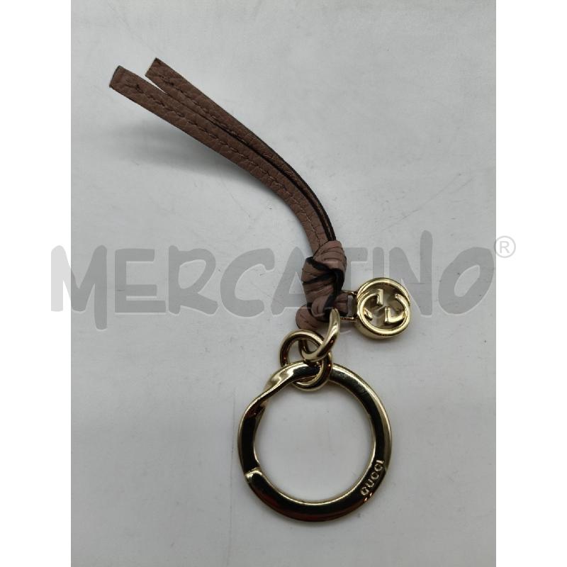 PORTA CHIAVI GUCCI NODO PELLE ROSA LOGO DORATO  | Mercatino dell'Usato Roma talenti 2