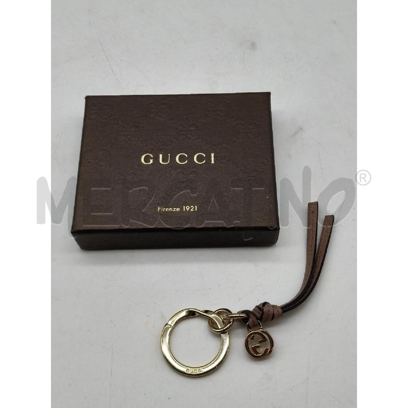 PORTA CHIAVI GUCCI NODO PELLE ROSA LOGO DORATO  | Mercatino dell'Usato Roma talenti 3
