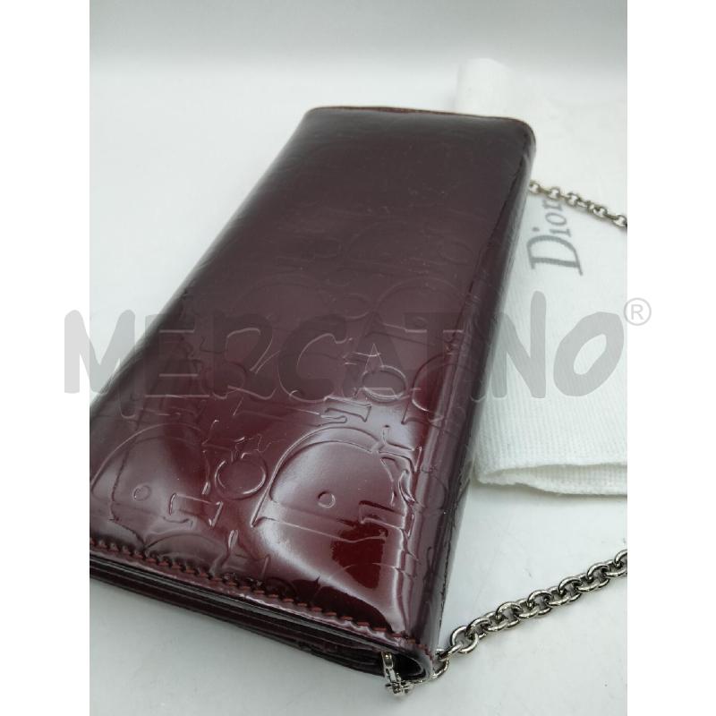 PORTA FOGLIO DIOR VERNCE BORDEAUX LOGO CON CATENELLA  | Mercatino dell'Usato Roma talenti 4