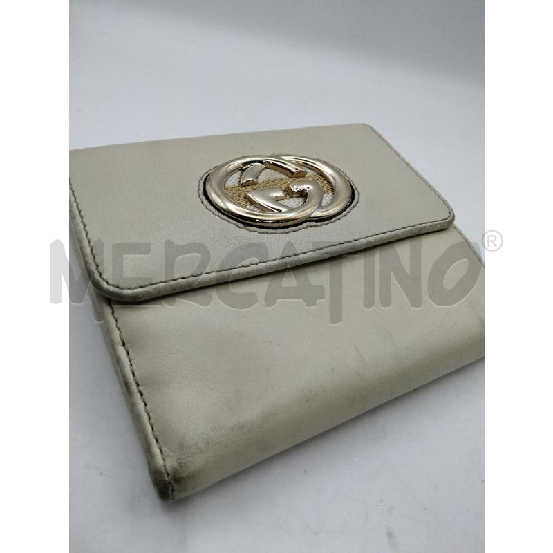 PORTA FOGLIO GUCCI PELLE CREMA MAXI LOGO DORATO | Mercatino dell'Usato Roma talenti 3