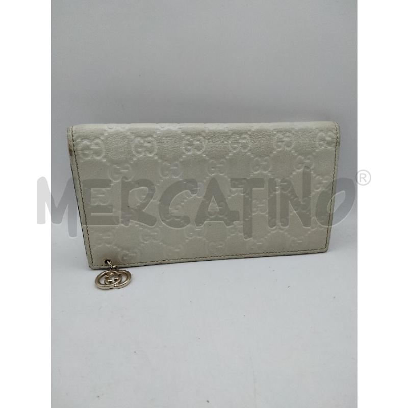 PORTA FOGLIO GUCCI PELLE PANNA GUCCISSIMA CIONDOLO LOGO DORATO  | Mercatino dell'Usato Roma talenti 1