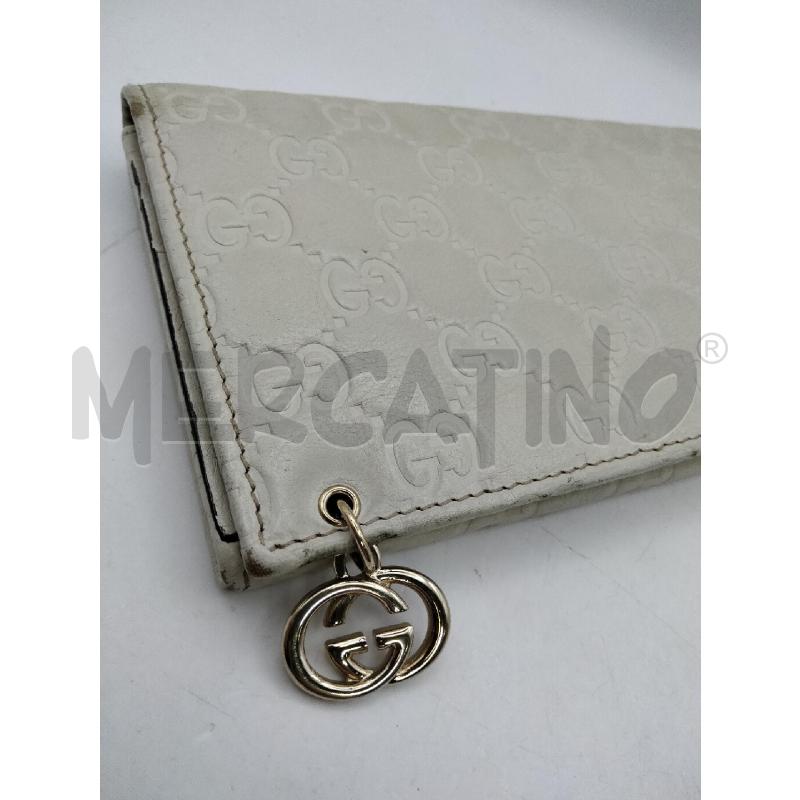 PORTA FOGLIO GUCCI PELLE PANNA GUCCISSIMA CIONDOLO LOGO DORATO  | Mercatino dell'Usato Roma talenti 2