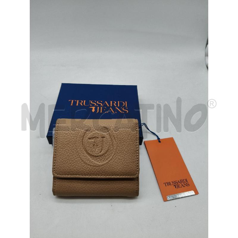 PORTA FOGLIO PICC TRUSSARDI JEANS CAMEL MAXI LOGO  | Mercatino dell'Usato Roma talenti 1