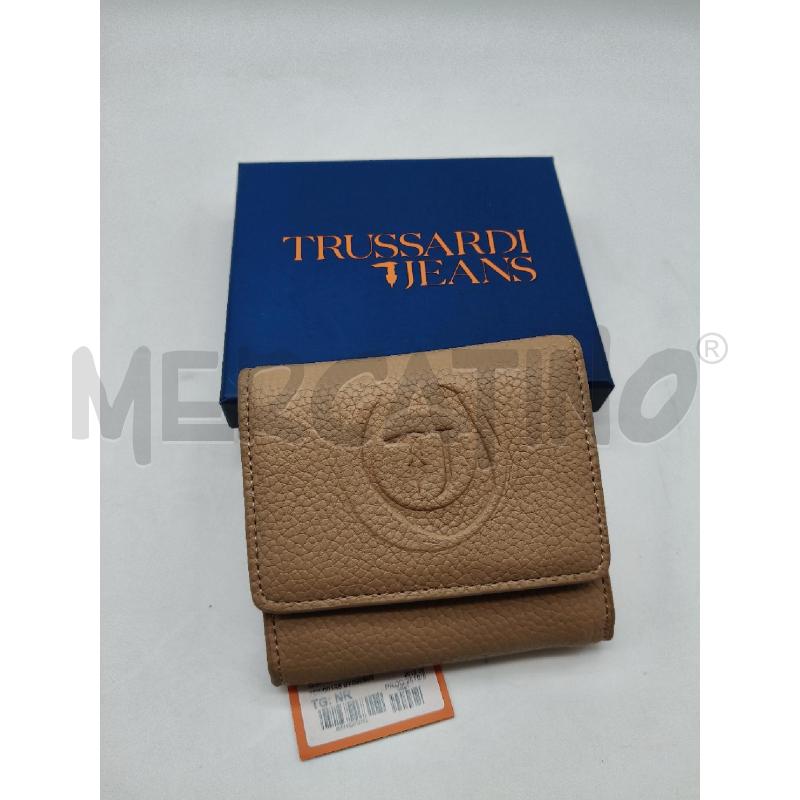 PORTA FOGLIO PICC TRUSSARDI JEANS CAMEL MAXI LOGO  | Mercatino dell'Usato Roma talenti 4