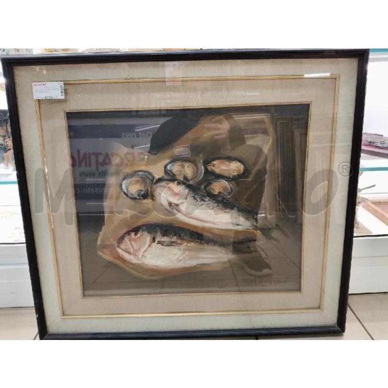 QUADRO OLIO NATURA MORTA PESCI  RIP AUGUSTO DE ROSE | Mercatino dell'Usato Roma talenti 1