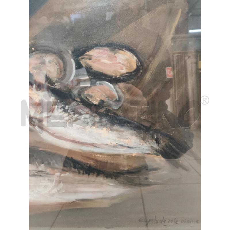 QUADRO OLIO NATURA MORTA PESCI  RIP AUGUSTO DE ROSE | Mercatino dell'Usato Roma talenti 3