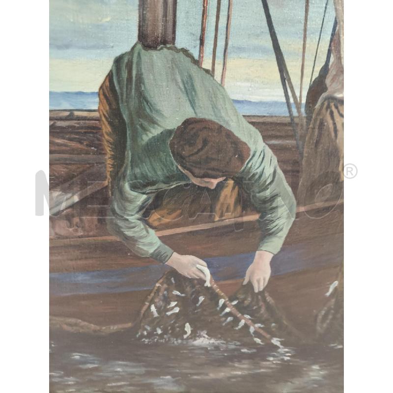 QUADRO OLIO PERSIANO LA PESCA  | Mercatino dell'Usato Roma talenti 4
