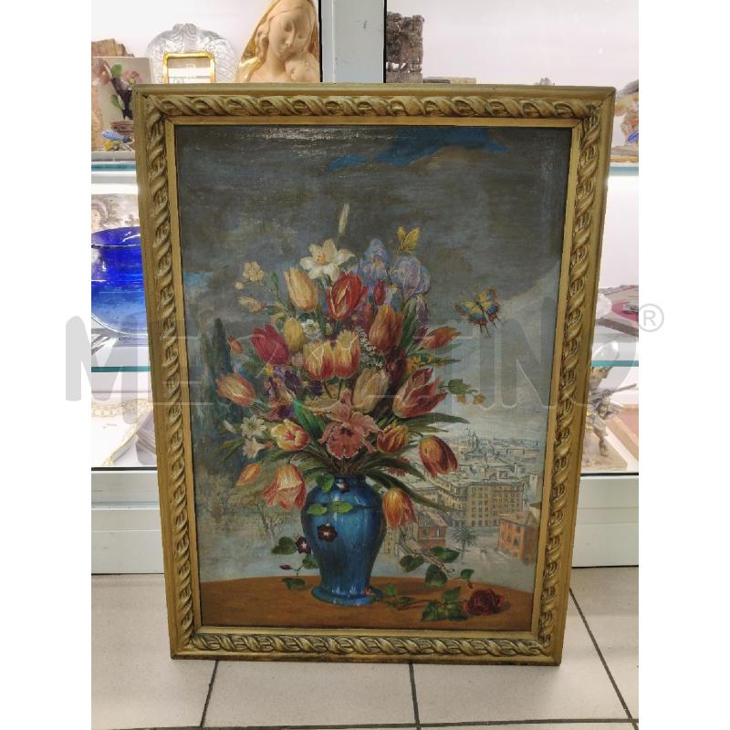 QUADRO OLIO SCORCIO ROMA FIORI  | Mercatino dell'Usato Roma talenti 1