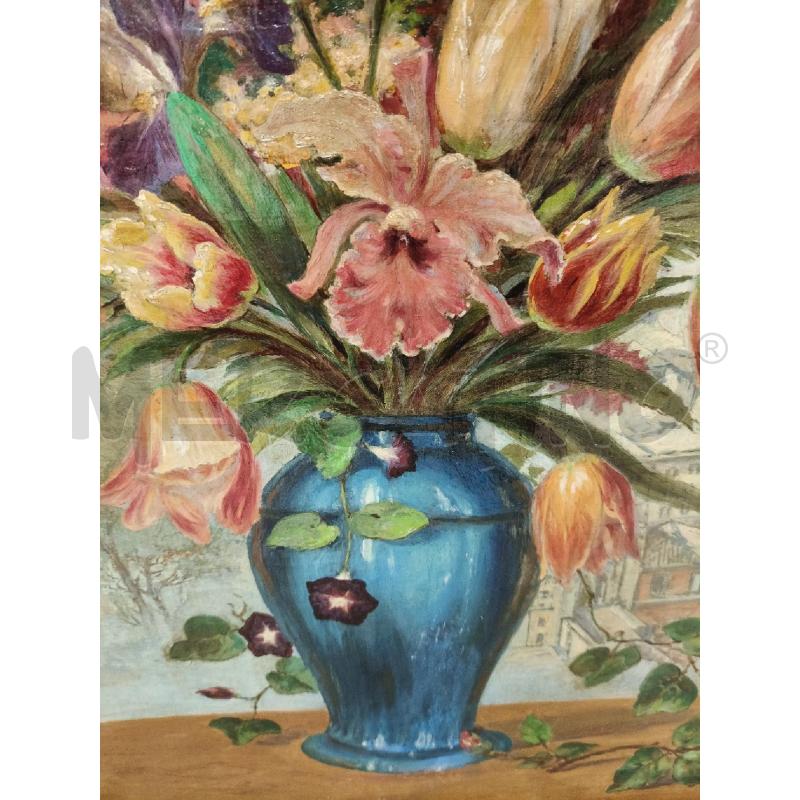 QUADRO OLIO SCORCIO ROMA FIORI  | Mercatino dell'Usato Roma talenti 3