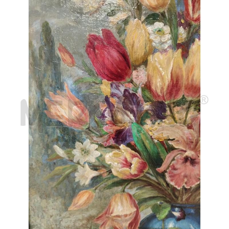 QUADRO OLIO SCORCIO ROMA FIORI  | Mercatino dell'Usato Roma talenti 4