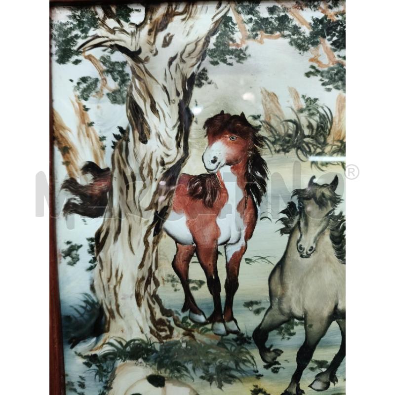 QUADRO ORIENT CAVALLI DIP VETRO  | Mercatino dell'Usato Roma talenti 3
