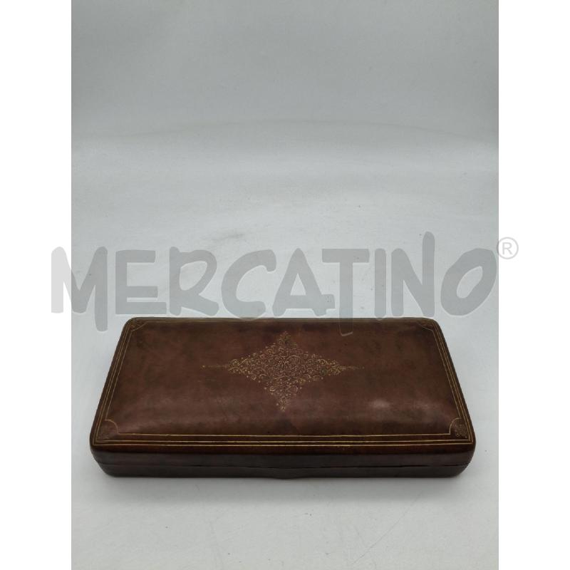 SCATOLA PORTA CARTE E PENNA PELLE MARRONE | Mercatino dell'Usato Roma talenti 1