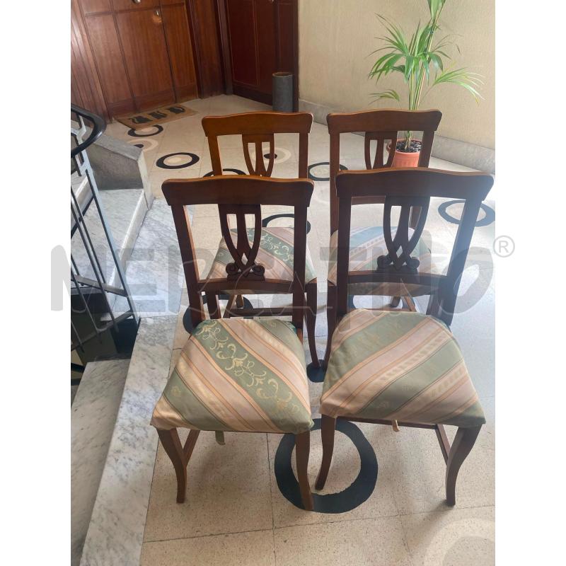 SEDIE 4PZ. LEGNO SED. FIORI BLU | Mercatino dell'Usato Roma talenti 1