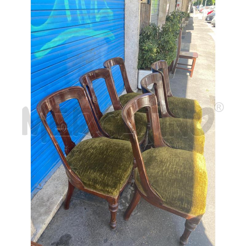 SEDIE PZ.6 LEGNO TESS VERDE  | Mercatino dell'Usato Roma talenti 2