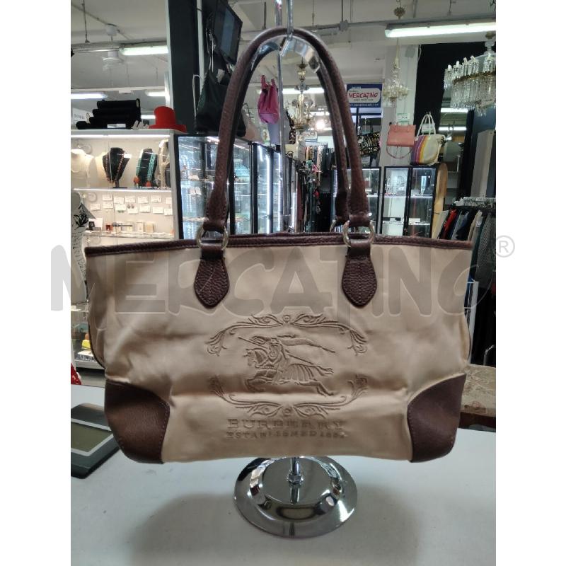 SHOPPER BURBERRY TESS BEI/PELLE MARR LOGO RICAMO  | Mercatino dell'Usato Roma talenti 1