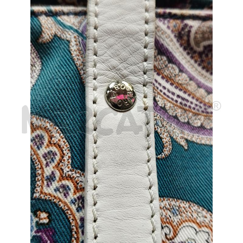 SHOPPER ETRO TESSUTO VERDE VIOLA PAISLEY MANICI PELLE BIANCO   | Mercatino dell'Usato Roma talenti 4