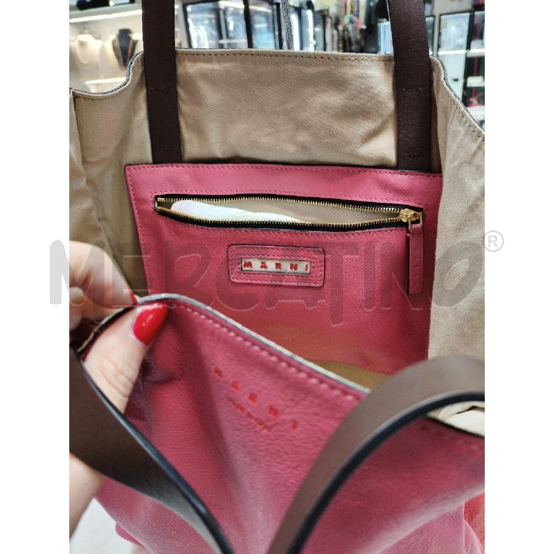 SHOPPER MARNI PELLE ROSSO ROSA MANICI MARRONE | Mercatino dell'Usato Roma talenti 2